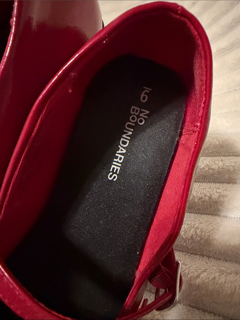 No Boundaries Red Patent Mary Jane Flats with Double Straps - Picture 6 of 6